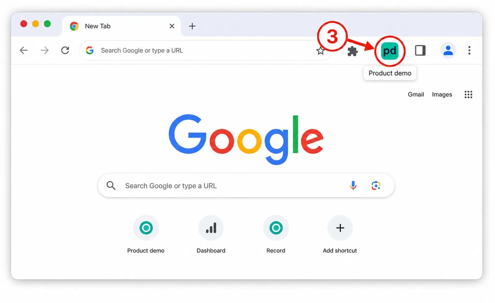 Product Demos extension pinned in Chrome and ready to record